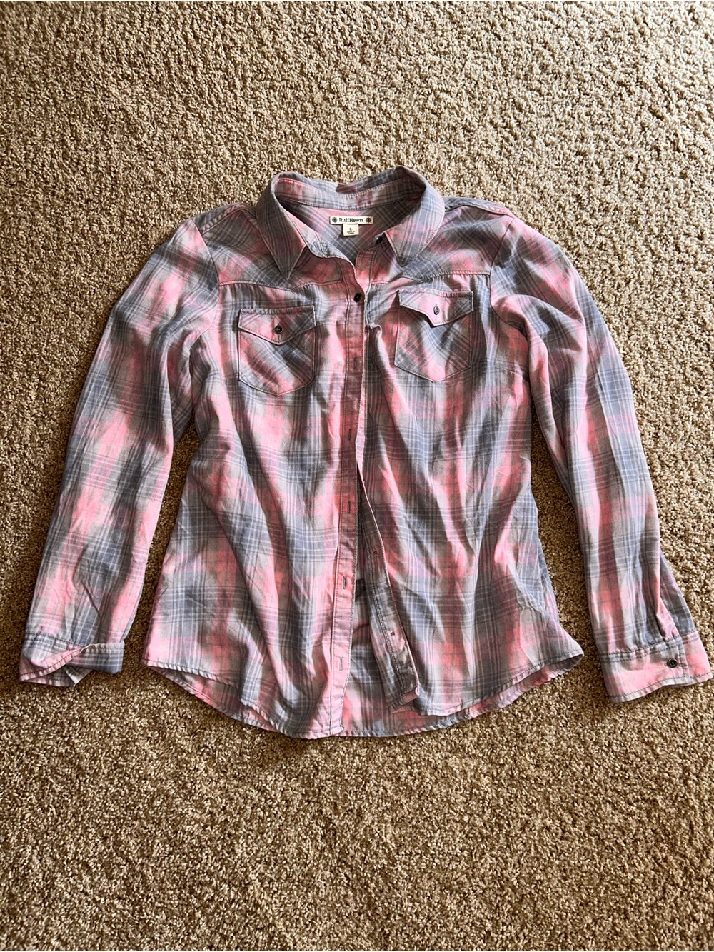 Ruff Hewn Pink & Gray Plaid Lightweight Button-Up Shirt